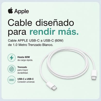 Cable APPLE USB-C a USB-C (60W) de 1.0 Metro
