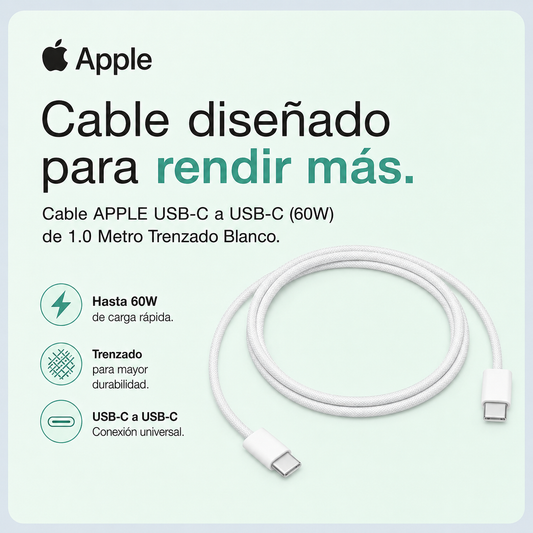 Cable APPLE USB-C a USB-C (60W) de 1.0 Metro