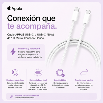Cable APPLE USB-C a USB-C (60W) de 1.0 Metro